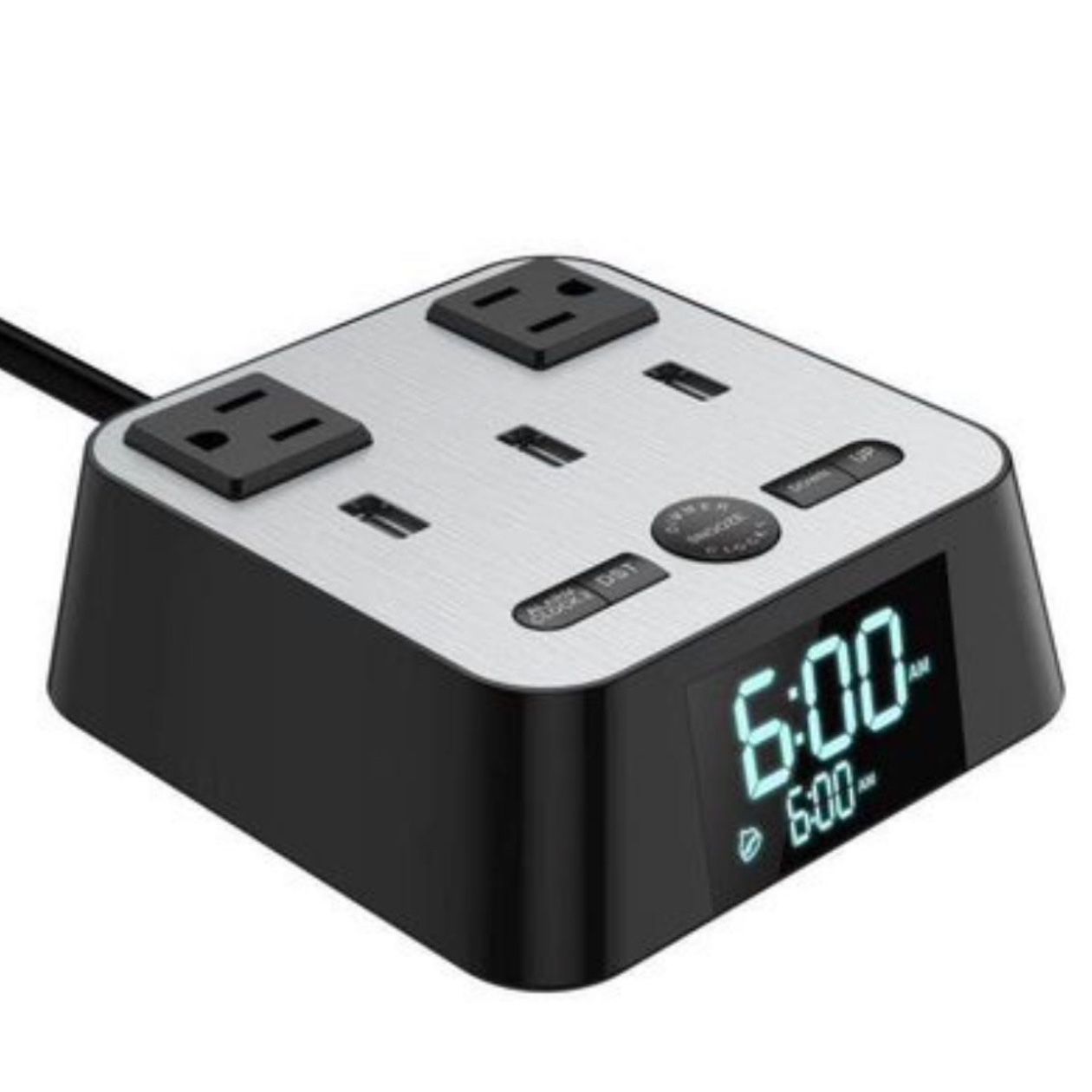 DS6 New Snooze USB Ports Alarm Clock Digital Black Color
