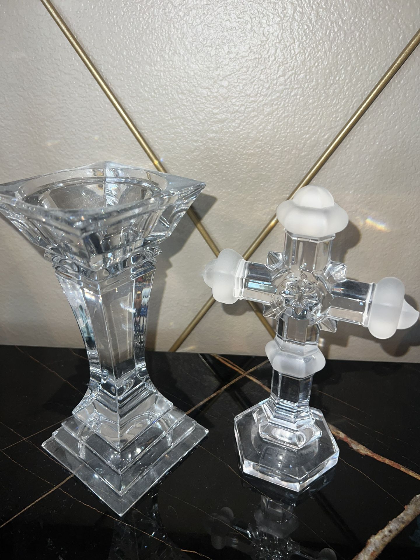 Glass Cross & Candle Holder