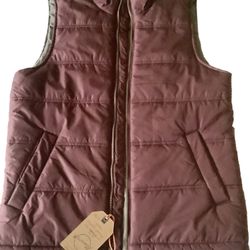 Weatherproof Vintage Mens Small Dark Red Polyester Full Zip Vest
