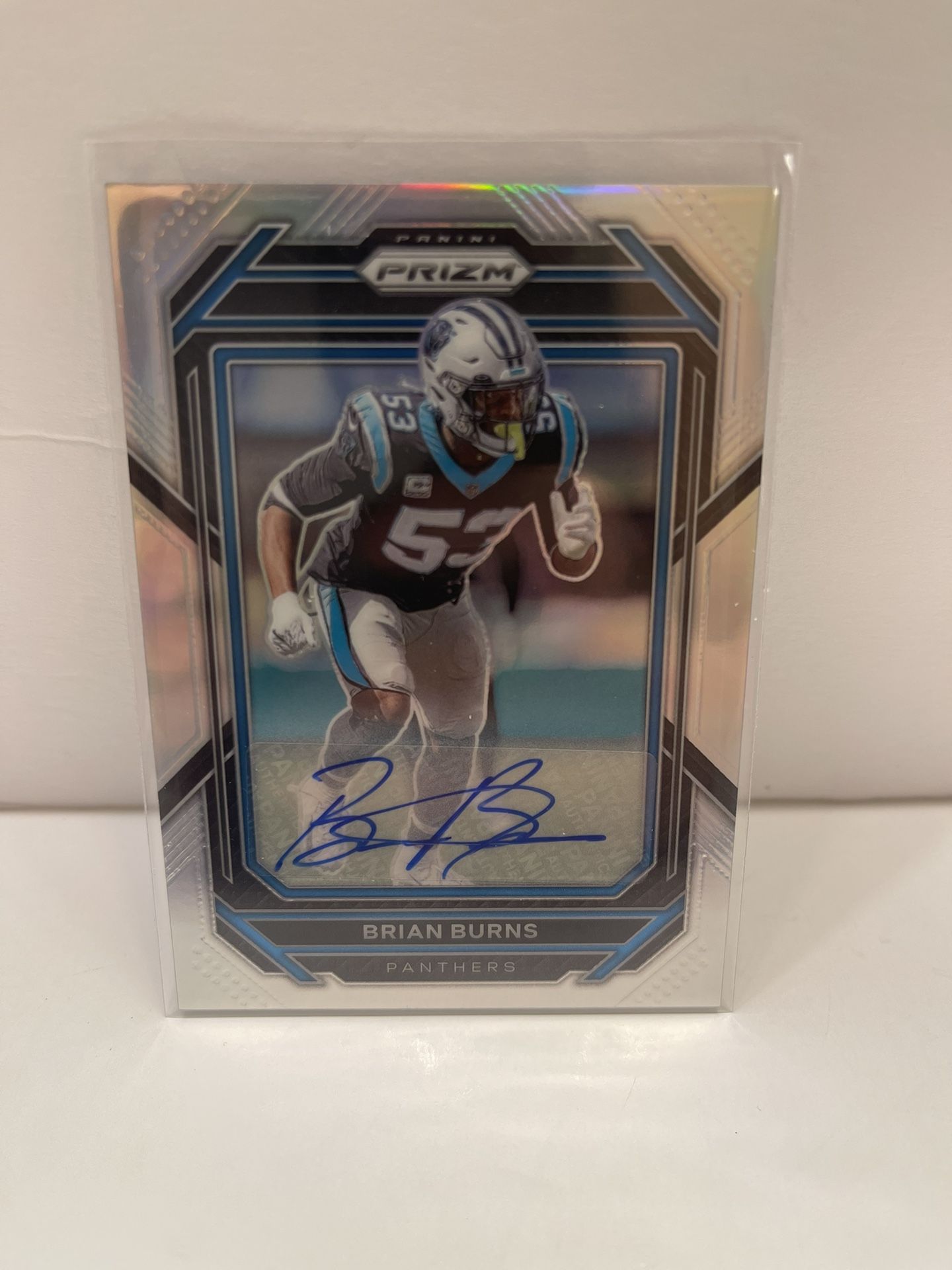 2022 NFL Prizm Panthers Brian Burns Silver Prizm Auto #44