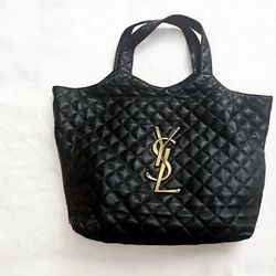 Saint Laurent YSL Black Quilted Icare Maxi Bag