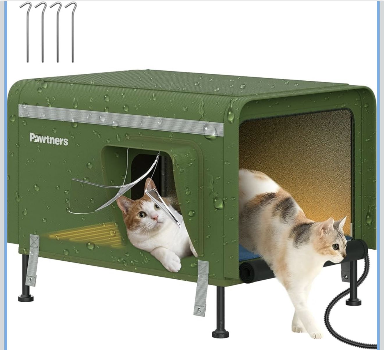 Brand New 24'' Large Insulated Weatherproof Cat Shelter with Heated Pad