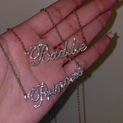Custom Name Necklace - Diamond Nameplate - Cubic Zirconia Name Necklace -  Gold Name Necklace - Bling Necklace - Personalized Name Necklace