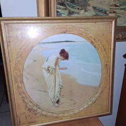 BEAUTIFUL PRERAPHAELITE PRINT ! GLASS, 30 " X 30" PRETTY !!!