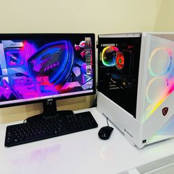 NEW MSI Gaming PC 12 Core RYZEN 5 @3,6G. RADEON R9 280X. 256G M2 NVme/2T HDD, 16G DDR4, USB3.2,  WIFI, Bluetooth. 650W PSU, 24”Monit. Keyb/Mou. Win11P