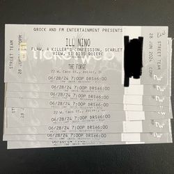 Concert Tickets: ILL Nino, Flaw, A Killer’s Confession, Scarlet View, Si Dios Quiere - ALL AGES @The Forge - Joliet, IL (6/28/24 @7pm) x8 Together