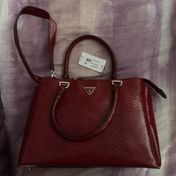 Red Guess Purse with Snake Texture & Gold Feet