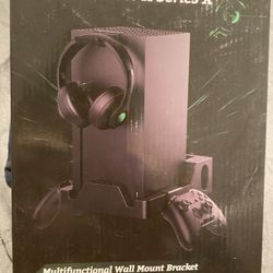 Wall Mount for Xbox Series X with 2 Controller Holders and 1 Headphone Stand