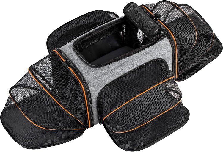 Pet Carrier Airline Approved Pet Carrier,4 Sides Expandable Cat Carrier Bag Large Soft Sided