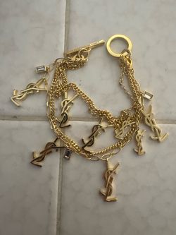 Saint Laurent YSL Gold Charm Bracelet