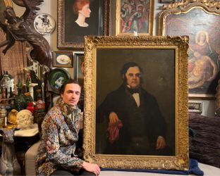 Large 1800s Painting of a Big Boi