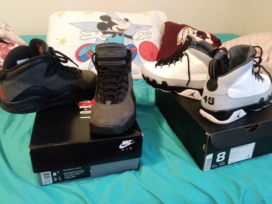 Jordan 10s size 8/5 $110, Jordan 9s size 8 $110