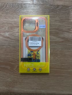 iPhone 16 Pro Max Magnetic Clear Case with Orange Bumper (New in Box)