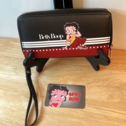 Betty Boop Black Wallet   black Double Zipper 