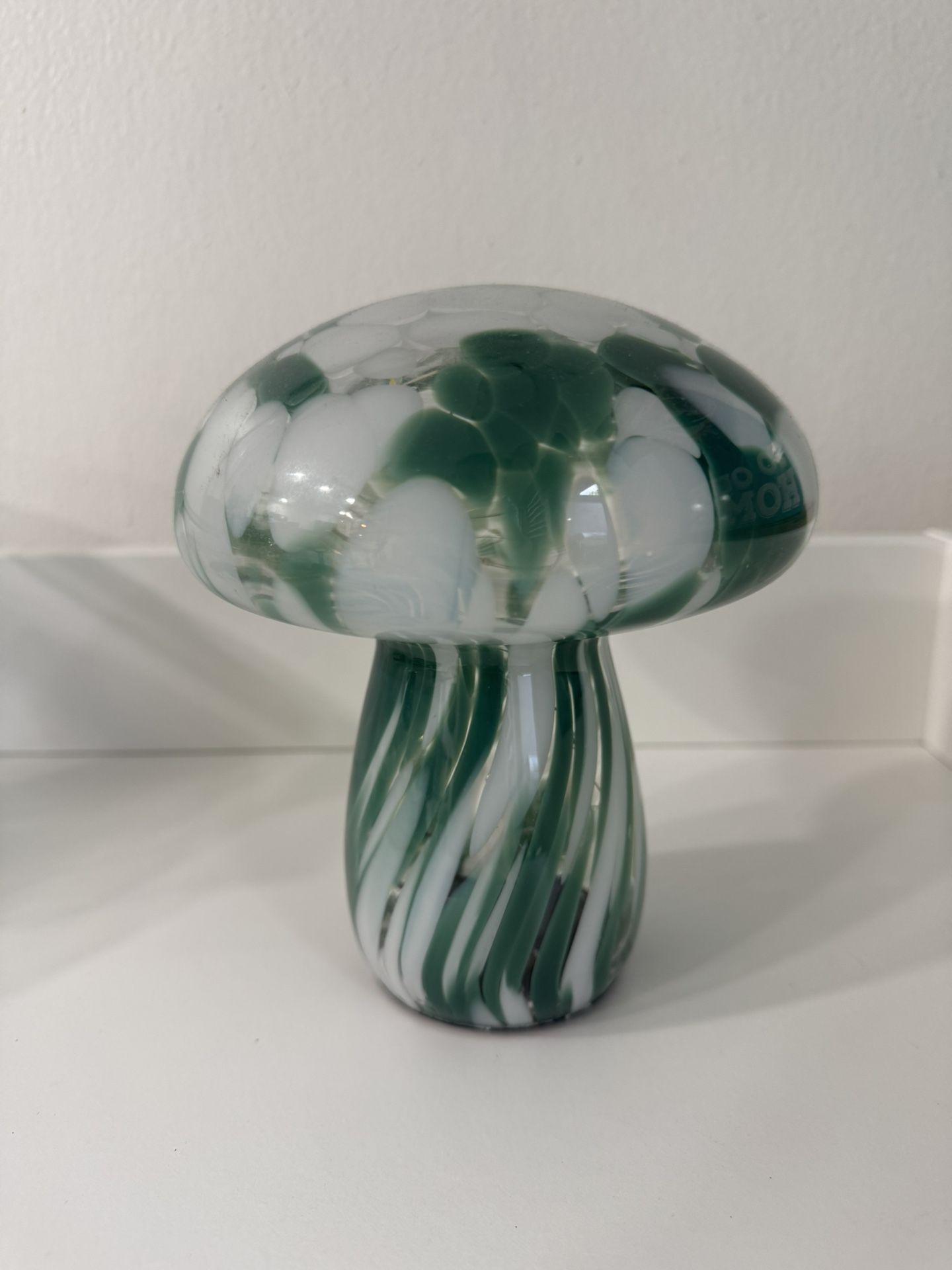 Brightside Spotted Green Confetti Dots Art Glass Mushroom Light Led Lamp White