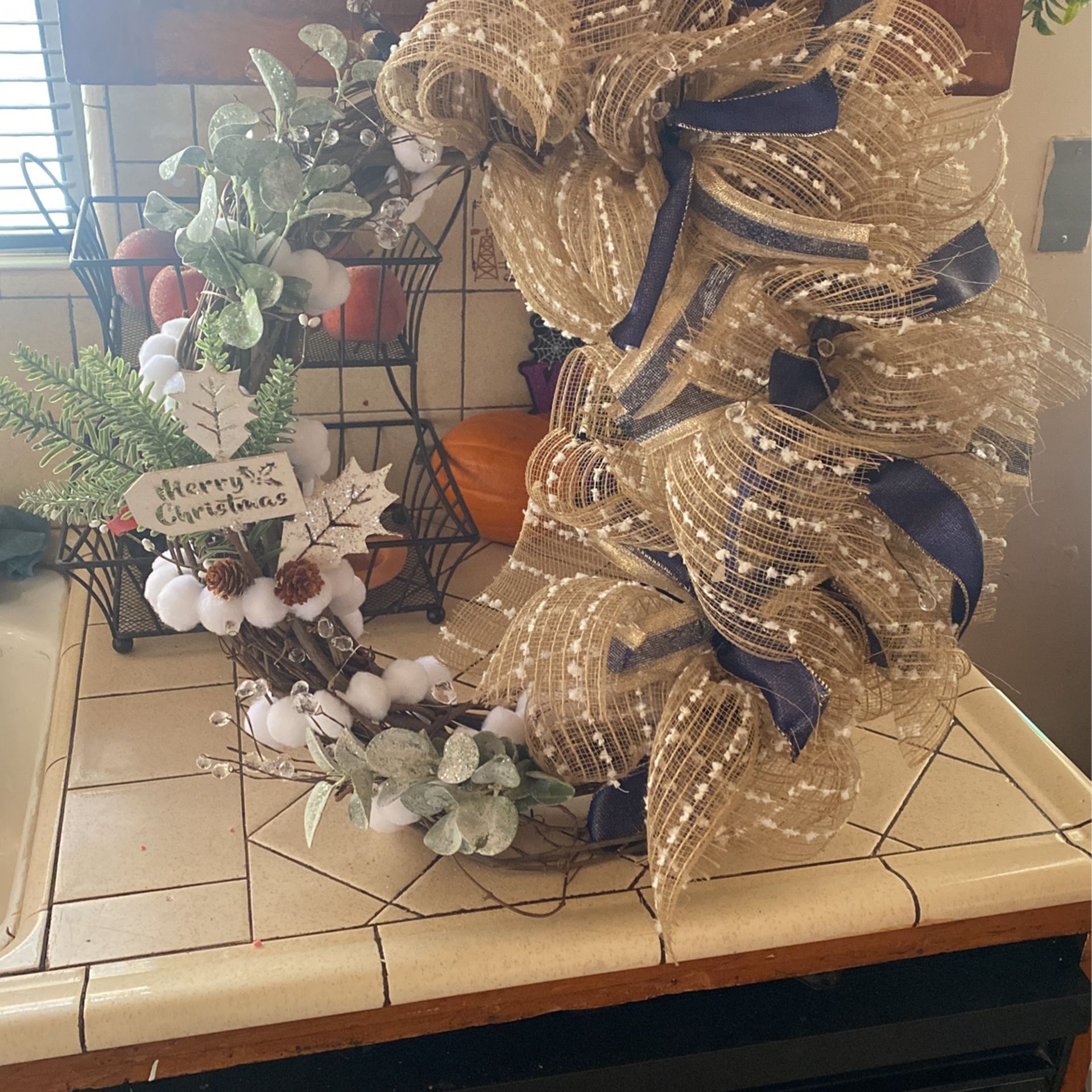 Christmas Wreath With Lights Hand Made