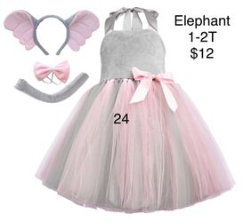 Baby Toddler Girl Tutu Elephant Dress 1-2 T Costume / Disfraz de Elefante Niña Halloween
