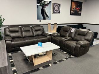 2PC Brown Sofa & Loveseat