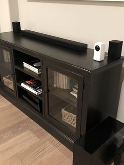 Black Wood Media Console In Fantastic Condition