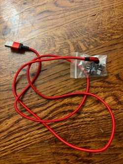 Red Braided Magnetic USB Charging Cable with Tips