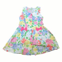 Vintage 90s Floral Dress Girls SZ 6X Flower Twirl Retro Gown