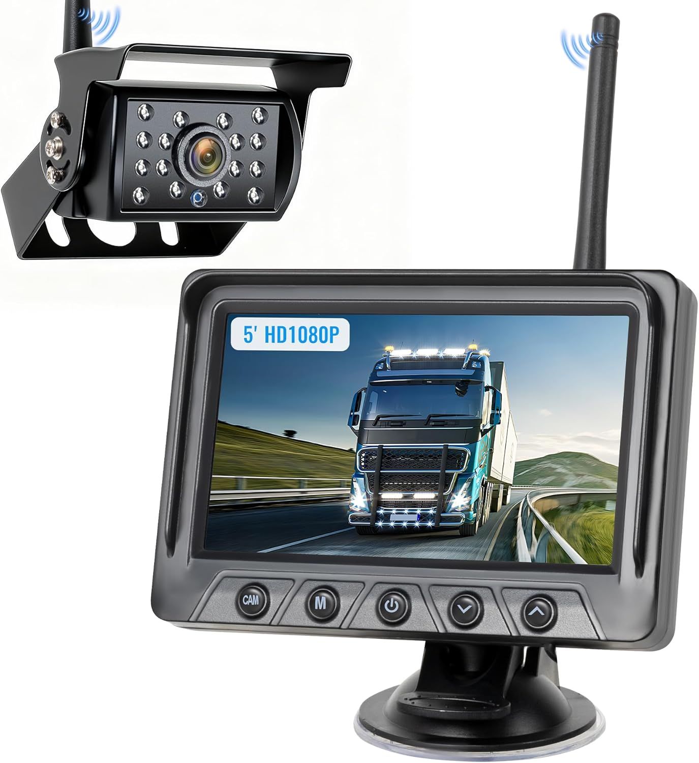 RV Backup Camera Wireless 1080P Rear View IR Night Vision Camera and 5 ...