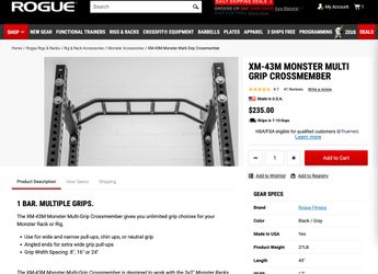 Rogue fitness monster multi grip crossmember XM-43M monster accessories