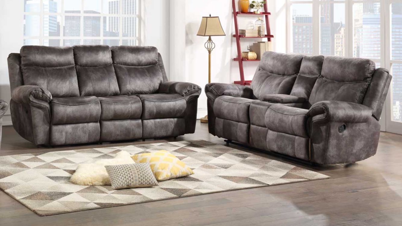 Grey Suede Like Reclining Sofa And Loveseat!