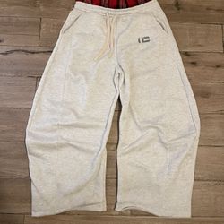cream & red plaid sweatpants