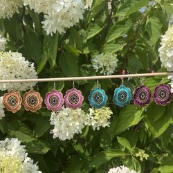 Handmade Sterling Silver Embroidered Flower Earrings