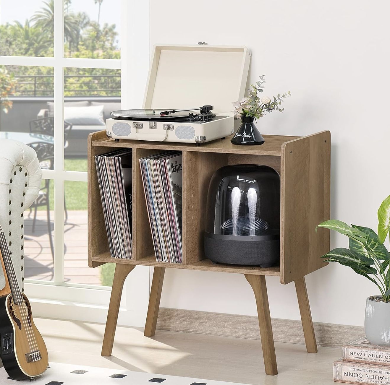 Vinyl record stand & storage shelf Oak 