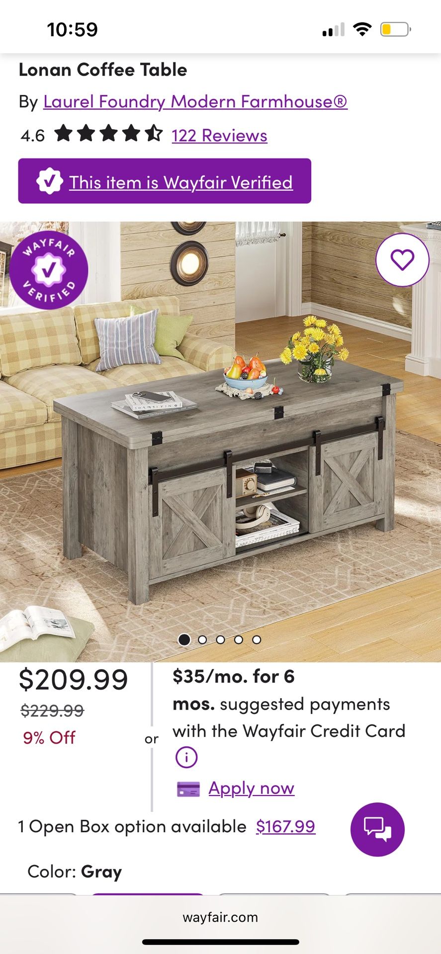 Brand New Lonan Coffee Table – $170 (Lift-Top + Hidden Storage!)