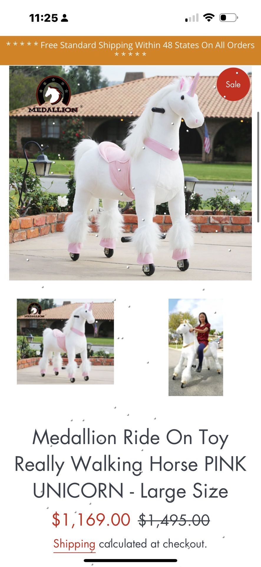 Medallion Ride On Kids Unicorn Pink