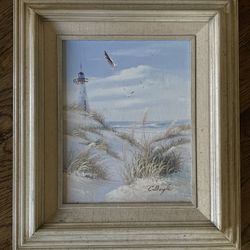 Framed Acrylic on Canvas 'Beach Scene' by C.Boyle- Signed