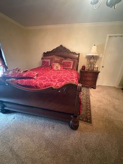 Queen size adjustable bed and night stand