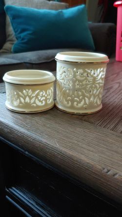 Lenox Ivory & gold votive holders