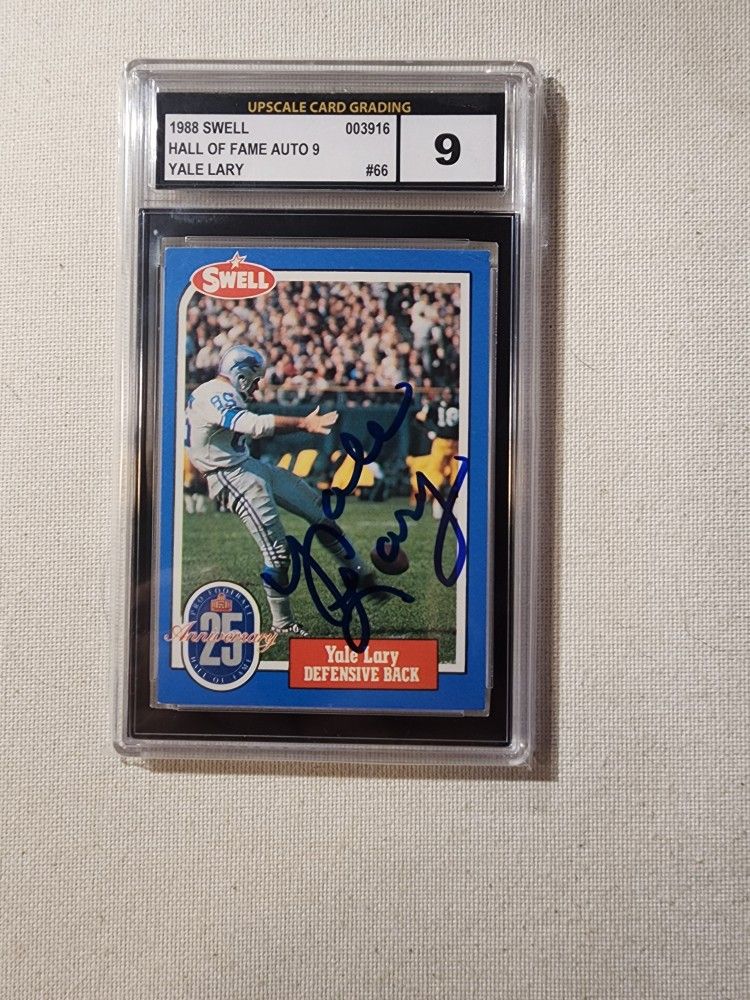 Yale Lary Autographed Signed 1988 Swell #66 25th Anniversary Hall Of Fame UCG Gem Mt 10 Auto 9 On Card
