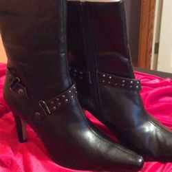Black low calf boots