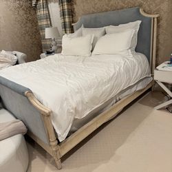 King Size Light blue velvet bed