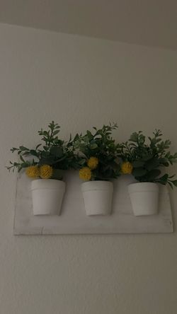 Wall-Mounted Planter with Faux Plants