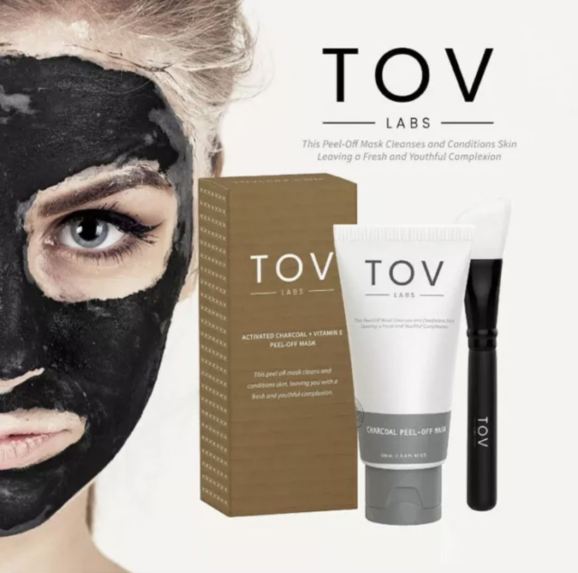 Activated Coconut Charcoal + Vitamin E Peel-Off Mask Vegan 3.4 oz 100 mL TOV