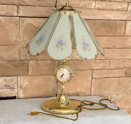 New Brass- Alarm Clock -Floral- Touch Lamp- with Alarm Clock- Home Creations- 8” x 20”