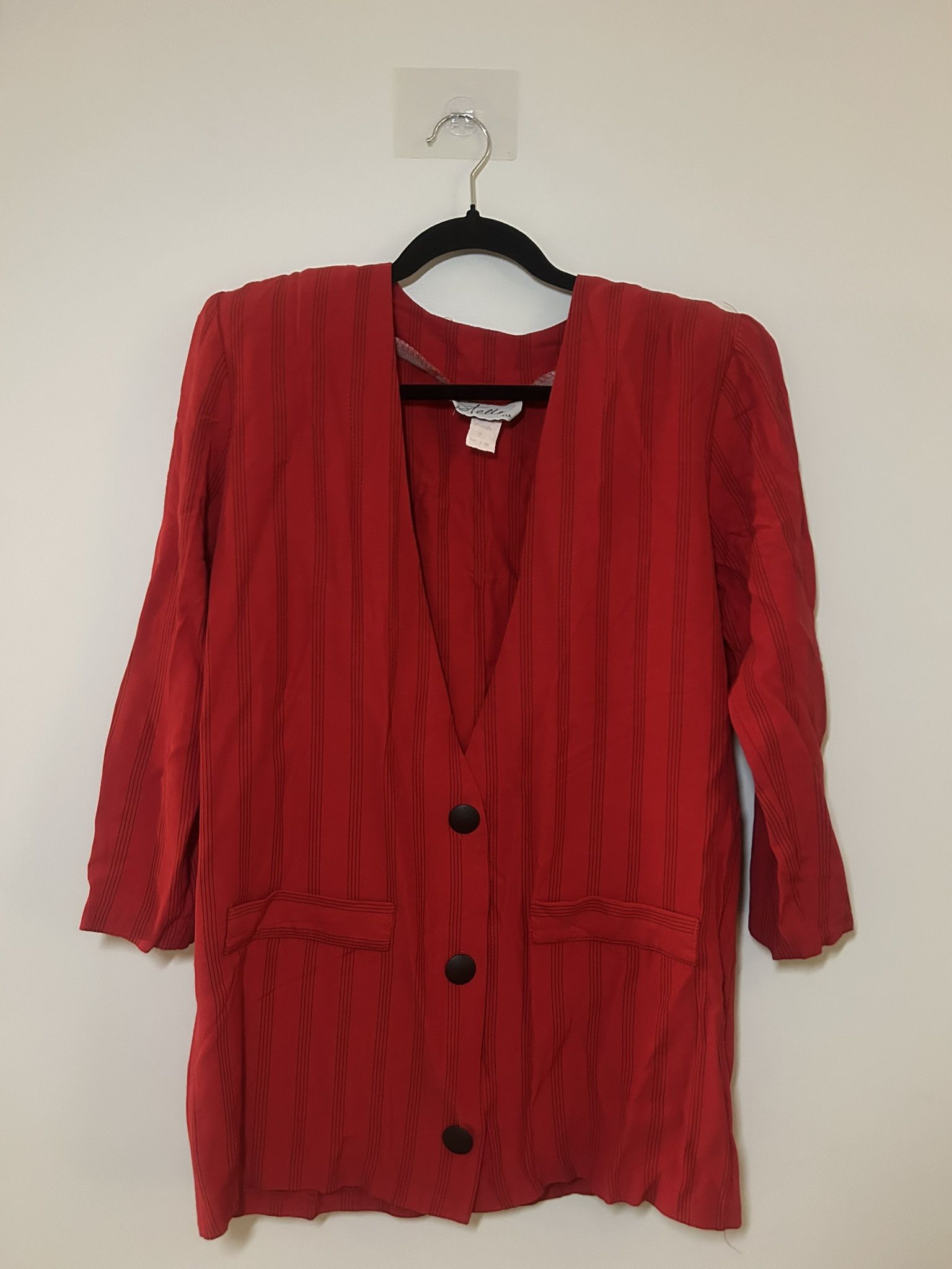 Vintage 100% Rayon Women’s Red Blazer Made In USA Sz Small Shoulder Pads