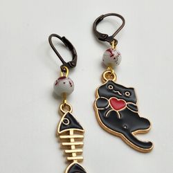 Black Kitten Earrings 