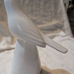 White Porcelain Bird Figurine Minimalist Decor.