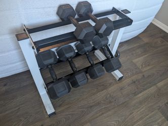 CAP Rubber Coated Dumbbells & Rack