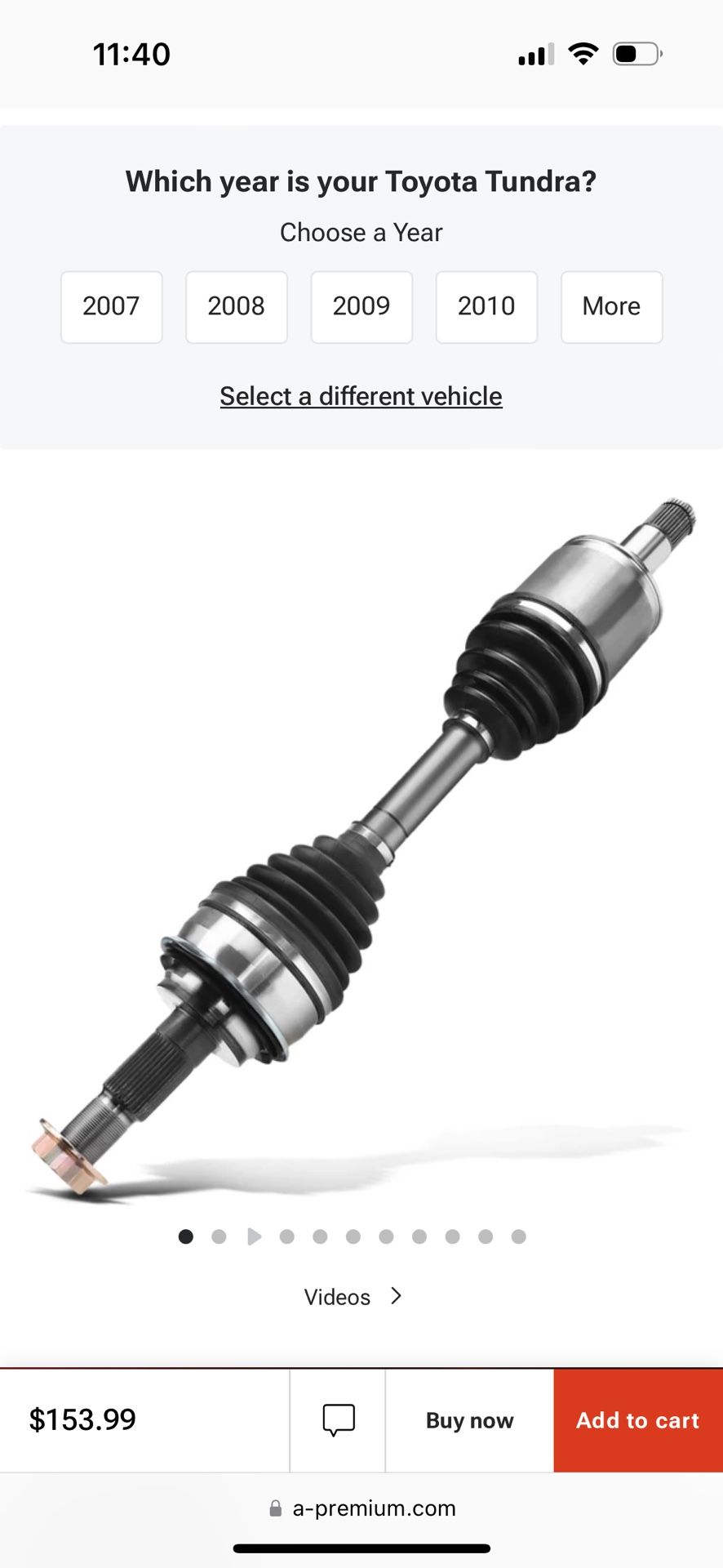 2007-2022 Toyota Tundra 1-Pc CV Axle Shaft Assembly Front Driver or Passenger A-Premium APCVA692