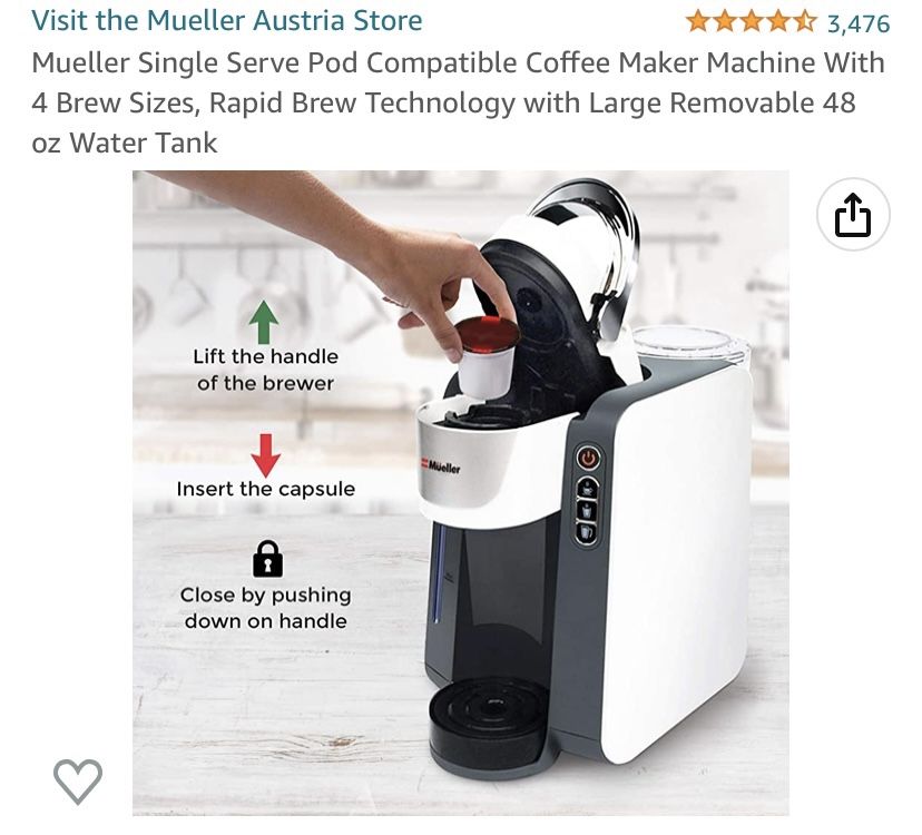 Figures For Free Mueller Sngle Serve Coffee Maker, Coffee Machne