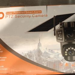 Solar Security Cameras Wireless Outdoor, 4K Battery Powered PTZ WiFi 8MP Security Camera, PIR Motion Detection & 360° Panoramic View, Dual Lens