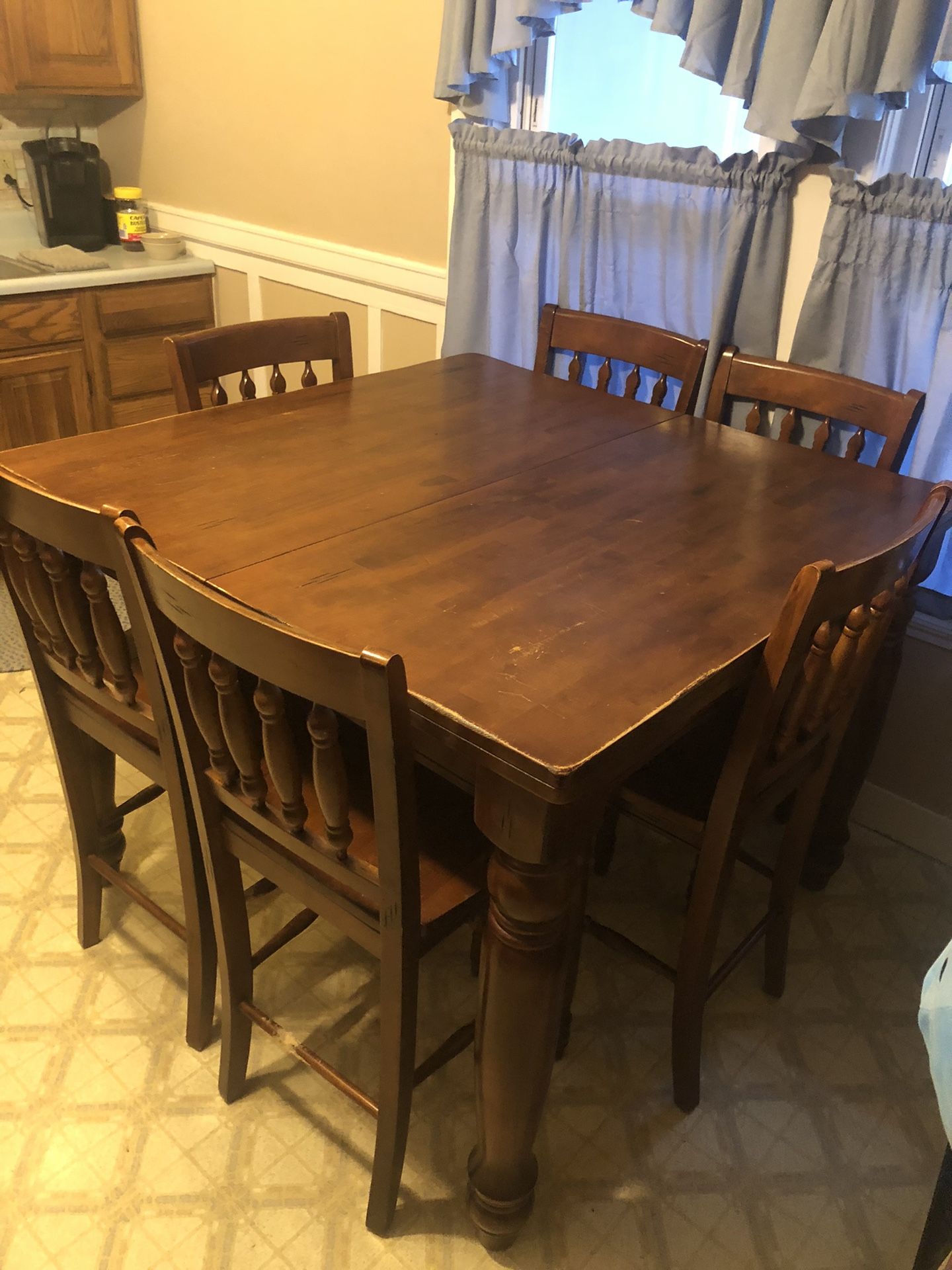 Pub Style Table With 6 Chairs -Solid And Heavy